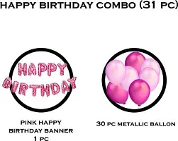 PARTY MIDLINKERZ Solid Happy Birthday Balloons Decoration Kit 32 Pcs, 1 set of Pink 13Pcs (Set of 31)-thumb1