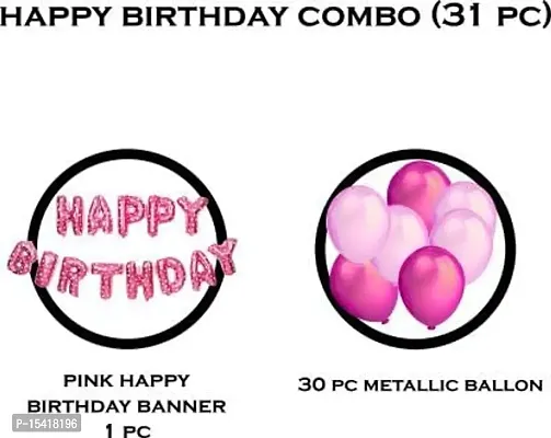 PARTY MIDLINKERZ Solid Happy Birthday Balloons Decoration Kit 32 Pcs, 1 set of Pink 13Pcs (Set of 31)-thumb2