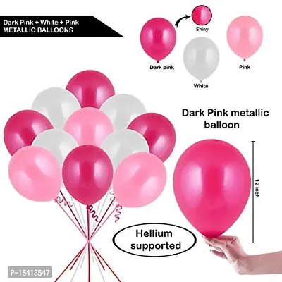 Party Midlinkerz 51Pcs Pink, White And Dark Pink Metallic Balloons For Kids Girls Women Birthday,Baby Shower First,2nd Years Decorations Balloons Combo Kit Exclusive Decoration Set Packet-thumb2