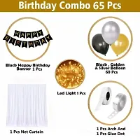 Net Happy Birthday Decoration Kit Combo - 65 Pcs With Led Light And Net Curtain-thumb1