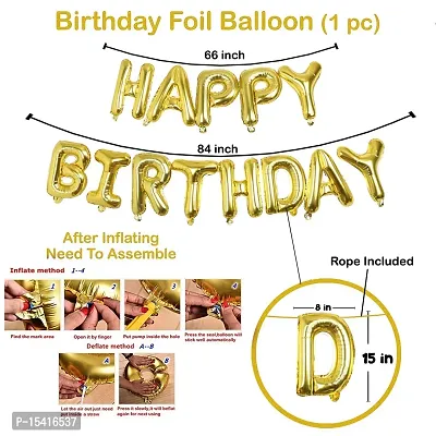 PARTY MIDLINKERZ Happy Birthday Decorations-Birthday Balloons, Happy Birthday Banner, Black  Gold Star Foil Balloon, Metallic Balloons, Decoration Kit Combo- 42Pcs-thumb4