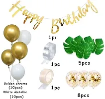 Happy Birthday Decoration Kit With Golden Balloons  Artificial Leaves Confettis-thumb1