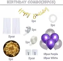 Net Happy Birthday Decoration Kit Combo - 39 Pcs With Led Light And Net Curtain-thumb1