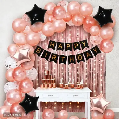 Rosegold Happy Birthday Balloons Decoration Kit Items 70 Pcs Birthday Combo Pack-thumb0