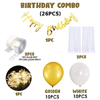 PARTY MIDLINKERZ Decoration Items For Birthday -26Pcs Combo With White Net, Led Fairy Lights And White/Golden Balloons - Background Decoration Items, Birthday Decoration Items,Cabana Tent Decoration-thumb1