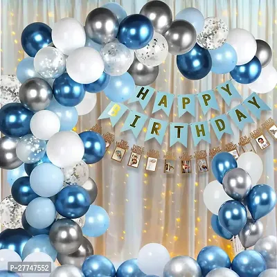 Blue Happy Birthday Decoration Kit Items Combo 54 Pcs For Birthday Combo Pack
