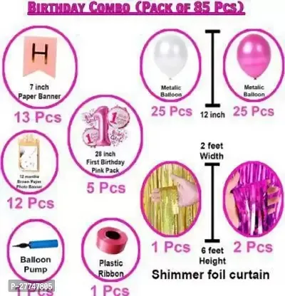 Girl First Happy Birthday Decoration Kit Combo - 85 Pcs For Birthday Decor-thumb2