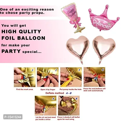 PARTY MIDLINKERZ Birthday Decoration For Girls - 50 Items Combo Kit - Rose Gold Foil Balloon, Metallic and Chrome Balloon, Pink Heart, Ribbon For Birthday Balloons for Girls, Wife - Room Decorations-thumb5