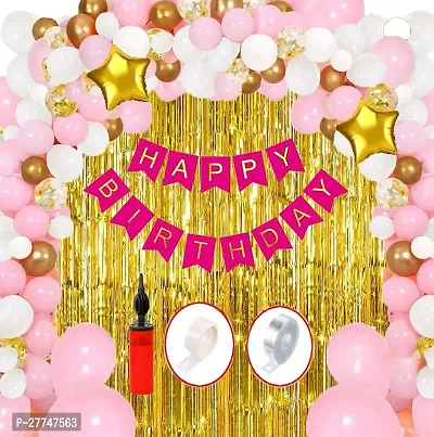 Printed Happy Birthday Decoration Kit Combo - 61 Pcs For Birthday Decor-thumb0
