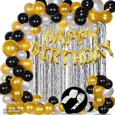 PARTY MIDLINKERZ Solid Happy Birthday Balloons Decoration Kit 35 Pcs, 1 set of Golden 13Pcs Happy Birthday (Set of 35)