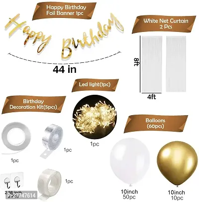 1St First Happy Birthday Decoration Kit Items 70 Pc With Net Curtain  Led Light-thumb2