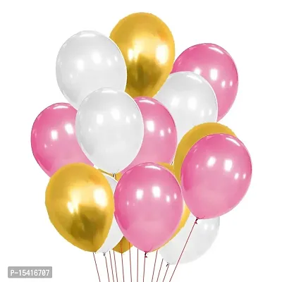 PARTY MIDLINKERZ Pink, Golden White Metallic Latex Rubber Balloons Pack-51Pcs for Kids Women Birthday, Unicorn, Princess, First,2nd Years Decorations Balloons Supplies Combo Kit-thumb4