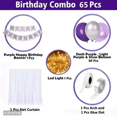 Net Happy Birthday Decoration Kit Combo - 65 Pcs With Led Light And Net Curtain-thumb2