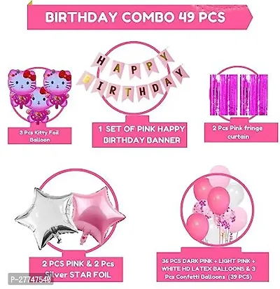 Kitty Happy Birthday Decoration Kit Combo - 49 Pcs For Birthday Decor-thumb2