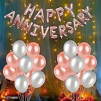 Rosegold Happy Anniversary Balloons Decoration Kit Items Combo 22 Pcs Combo Pack