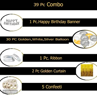 PARTY MIDLINKERZ Happy Birthday Balloons Party Decoration Kit items 39Pcs combo set decor for HBD (Set of 39)-thumb3