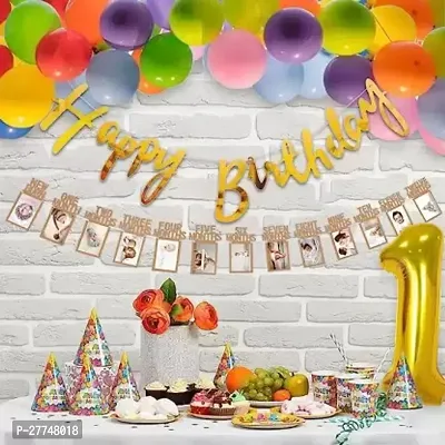 Printed Happy Birthday Decoration Kit Combo - 45 Pcs For Birthday Decor