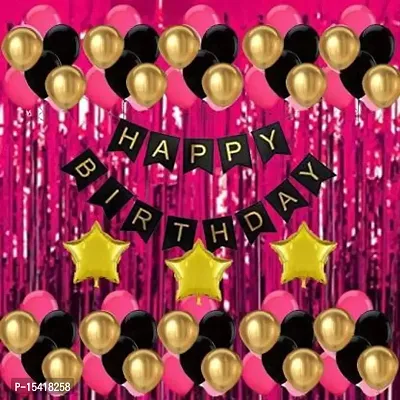 PARTY MIDLINKERZ Happy Birthday Balloons Party Decoration Kit items 66Pcs combo set decor for HBD (Set of 46)-thumb0