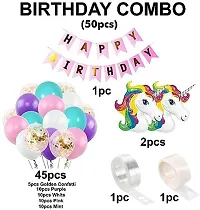 Unicorn Happy Birthday Decoration Kit Items 51 Pcs For 1St Birthday Combo Pack-thumb1