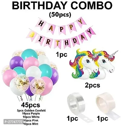 Unicorn Happy Birthday Decoration Kit Items 51 Pcs For 1St Birthday Combo Pack-thumb2