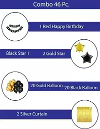 PARTY MIDLINKERZ Happy Birthday Golden  Black Balloons Party Decoration Kit items 46Pcs combo set decor for HBD (Set of 46)-thumb1