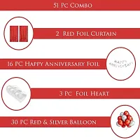PARTY MIDLINKERZ Happy Anniversary Balloon Banner,Valentines Day Party Decorations (2 Red Foil Curtain , 16 pc Happy Anniversary Foil , 3 PC Foil Heart , 30 pc Red  Silver Ballon )-thumb1