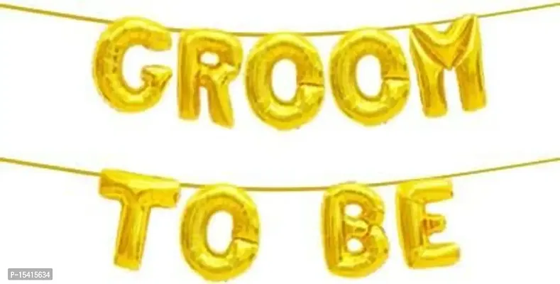 PARTY MIDLINKERZ Solid Solid 16 Golden Groom to Be Balloon, Groom Balloon Banner/Groom to Be Letter Balloon - 9 Balloons Balloon (Gold, Pack of 1)