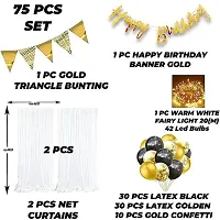 Happy Birthday Decoration Kit Combo - 76 Pcs With Net Curtain And Led Light-thumb1