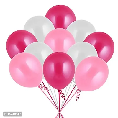 Party Midlinkerz 51Pcs Pink, White And Dark Pink Metallic Balloons For Kids Girls Women Birthday,Baby Shower First,2nd Years Decorations Balloons Combo Kit Exclusive Decoration Set Packet-thumb0