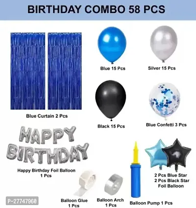 Boys Happy Birthday Decoration Kit Combo - 58 Pcs For Birthday Decor Combo Pack-thumb2