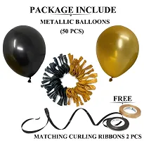 PARTY MIDLINKERZ Metallic Balloons for Birthday Decoration,10inch(Golden and Black)-Set of 50pcs-thumb2