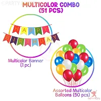 PARTY MIDLINKERZ 51pcs Set Rainbow Happy Birthday Banner Bunting and Assorted Multicolour Balloons for Birthday Decoration/Decoration-thumb1