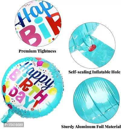 PARTY MIDLINKERZ Happy Birthday Round Foil Balloon Assorted Design Pack of 10 Pcs-thumb4