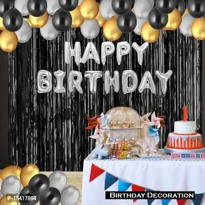 PARTY MIDLINKERZ Solid Happy Birthday Balloons Decoration Kit 33 Pcs, 1 set of Silver 13Pcs Happy Birthday alphabet foil balloons an 30pcs-thumb0