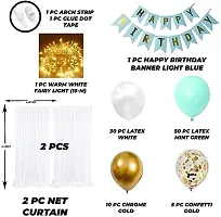 Net Happy Birthday Decoration Kit Combo - 102 Pcs With Net Curtain And Led Light-thumb1