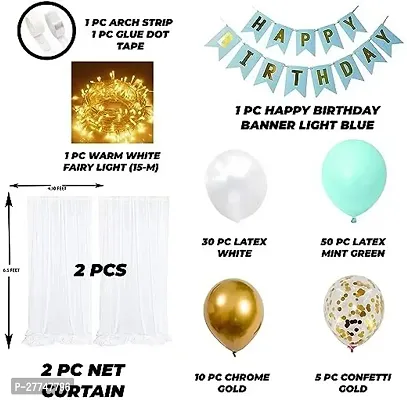 Net Happy Birthday Decoration Kit Combo - 102 Pcs With Net Curtain And Led Light-thumb2