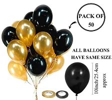 PARTY MIDLINKERZ Metallic Balloons for Birthday Decoration,10inch(Golden and Black)-Set of 50pcs-thumb3