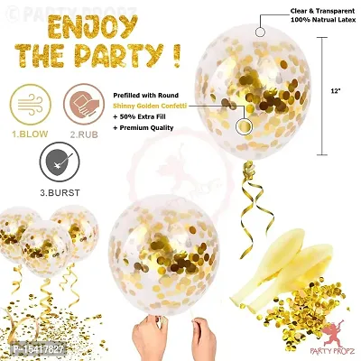 PARTY MIDLINKERZ Rubber Happy Birthday Banner With Golden Confetti Balloons For Decoration - 9 Items Combo Set For Husband Wife Birthday Decorations Items/Golden Balloons For Birthday Theme Parties-thumb5