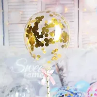 PARTY MIDLINKERZ Happy Birthday Cake Topper 6Pcs With Golden Confetti Rubber Balloons,Fans And Bday Cupcake Toppers For Kids Boy'S Girls Adults Husband Women Special Decorations Items.-thumb4