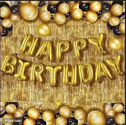 PARTY MIDLINKERZ Birthday Kit, 46 Pcs Combo Birthday Decor Kit with Metallic Balloons  Curtains (Set of 46)