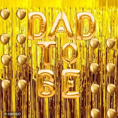 PARTY MIDLINKERZ Golden DAD TO BE Decoration Banner Birthday And Anniversary, Combo of 23, 20 Golden Balloon, 1 DAD TO BE, 2 Golden Curtain