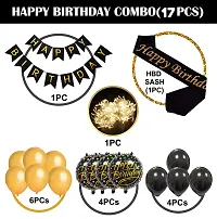 PARTY MIDLINKERZHappy Birthday Decoration Kit Combo Fairy Led Lights - 17pcs Set Banner; Rubber Balloon; Metallic; Foil;Sash For Boys; Girls; Kids; 16th; 18th; 21st; 30th Party Supplies-thumb1