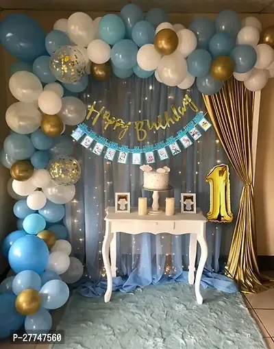 Blue 1St Birthday Decoration Kit Items Combo - 90 Pcs For Birthday Combo Pack