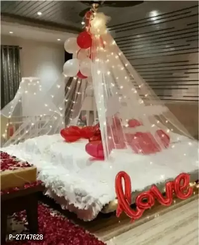 Love Happy Birthday Decoration Kit Combo - 28 Pcs With Led Light And Net Curtain-thumb0