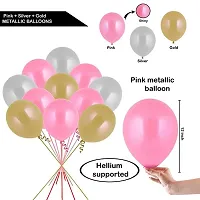 Party Midlinkerz 51Pcs Pink, Silver And Gold Metallic Balloons For Kids Girls Women Birthday,Baby Shower First,2nd Years Decorations Balloons Combo Kit Exclusive Decoration Set Packet-thumb1