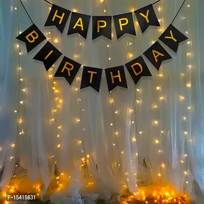 PARTY MIDLINKERZ Happy Birthday Decoration Kit - Black Banner With Led Light Birthday Decorations Items For Bday Lights Combo Pack, Husband,Wife, First, 2nd,30th,40th,50th Theme Set of 2-thumb0