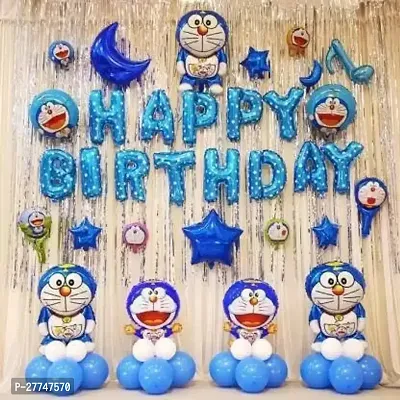 Doremon Theme Happy Birthday Decoration Kit - 57 Pcs For Birthday Combo Pack