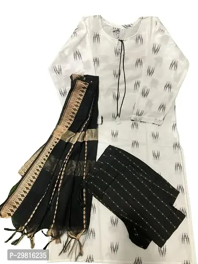 Stylish Cotton Kurta, Bottom and Dupatta Set for Women-thumb0