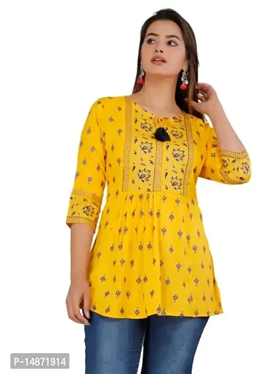 RR FABRICS Women's Rayon Embroidered Work Tops (M -38, Yellow)