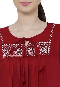 RR FABRICS Women's Cotton Embroidered Work Tops (L - 40, Maroon)-thumb2